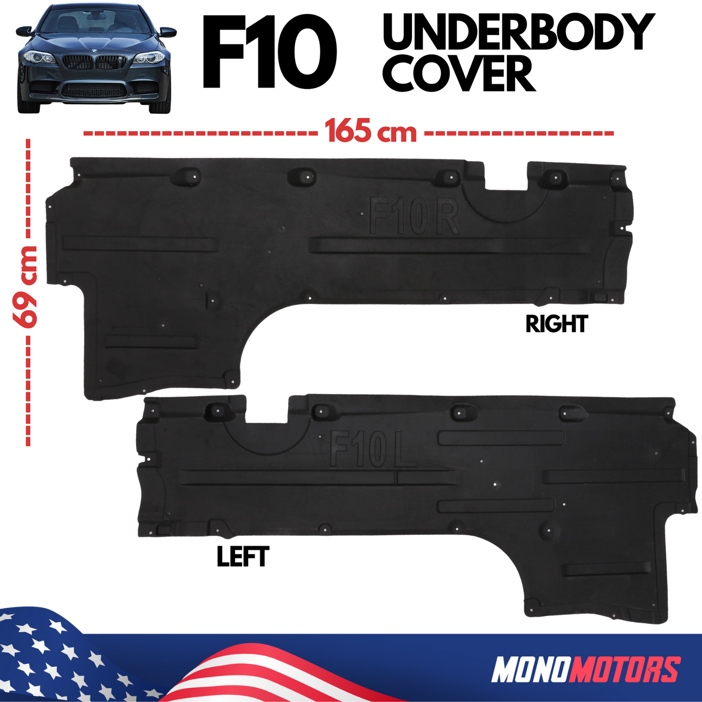 BMW 5 F10 Underbody Cover Heat Shield Izolator Set L+r Panelling
