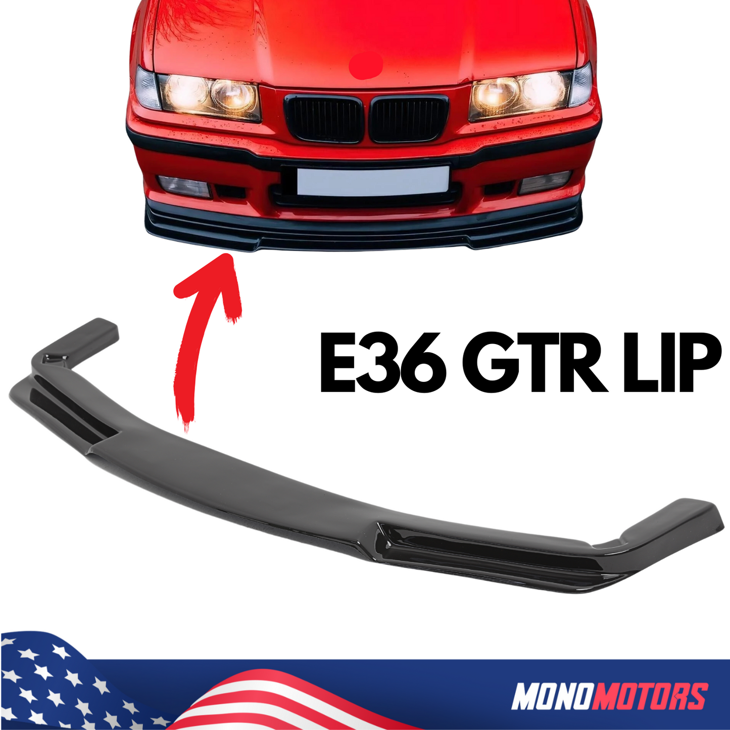 Front Bumper Lip Spoiler for BMW E36 M3 Gtr Style 1991–1998 Upgrade Look