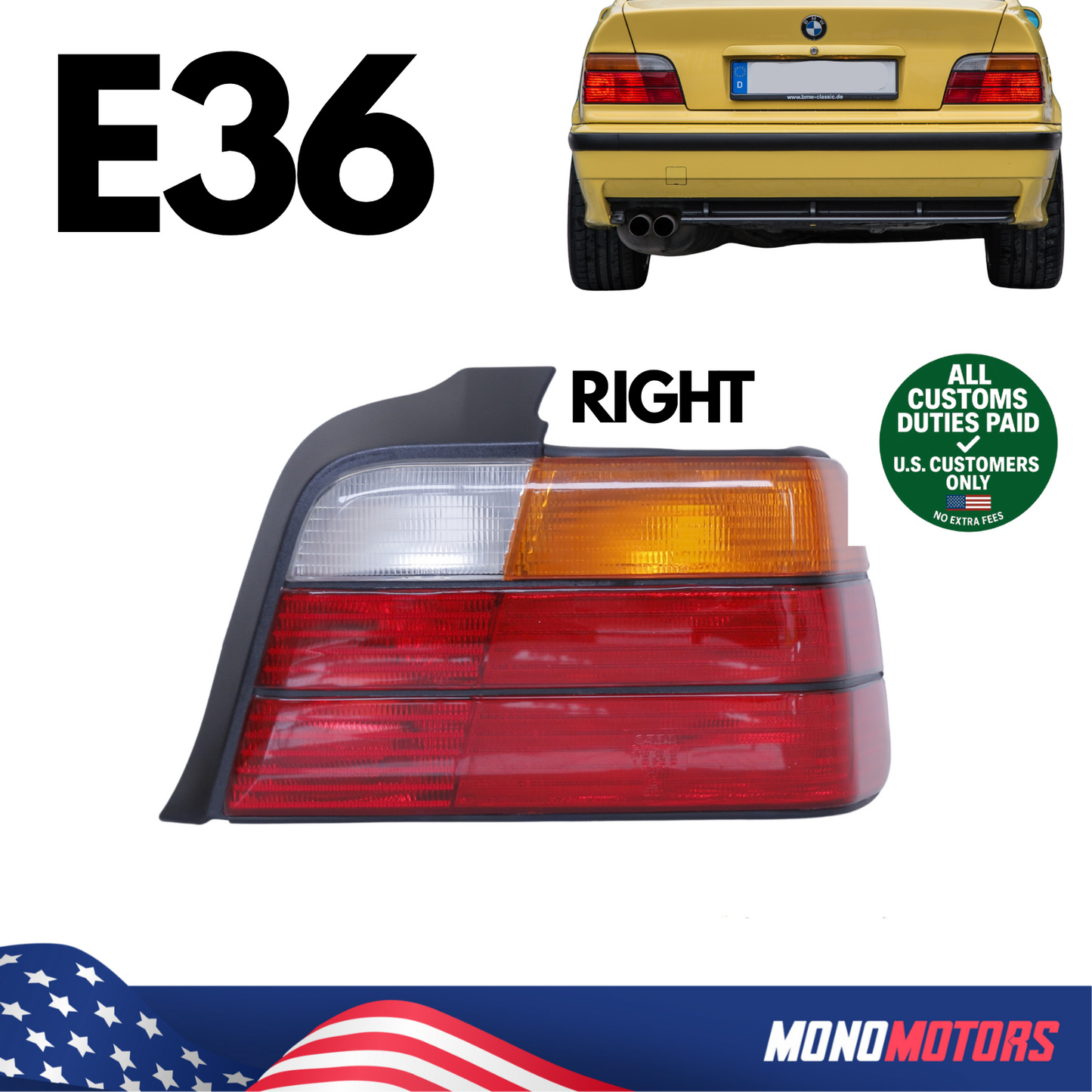 Rear Tail Light Right for BMW E36 Sedan 63211387362