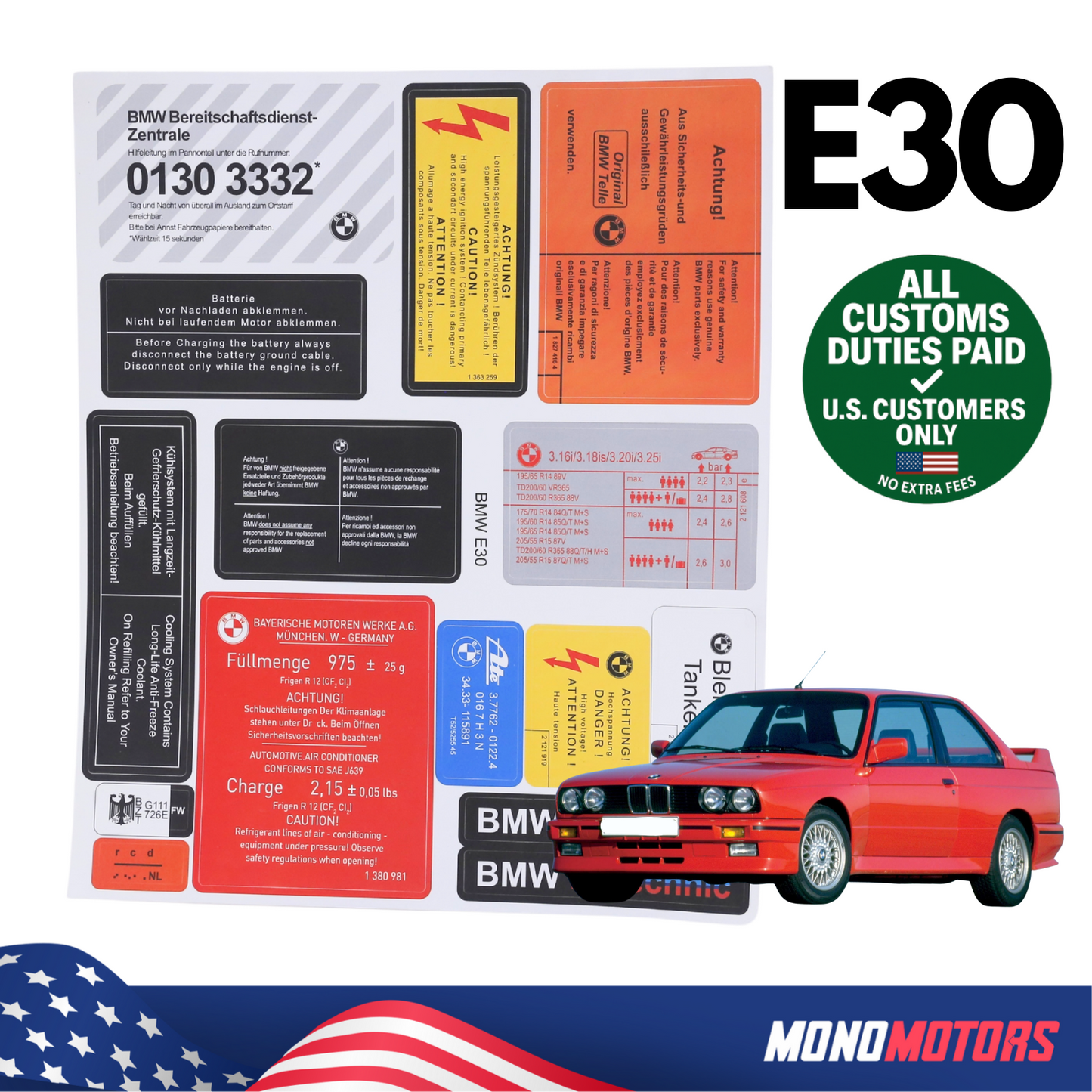 Stickers Decals Set Best Quality for BMW E30