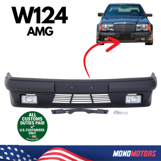 Front Bumper for Mercedes AMG W124 Gen1 1985-1996 with Fog Lights and Strip