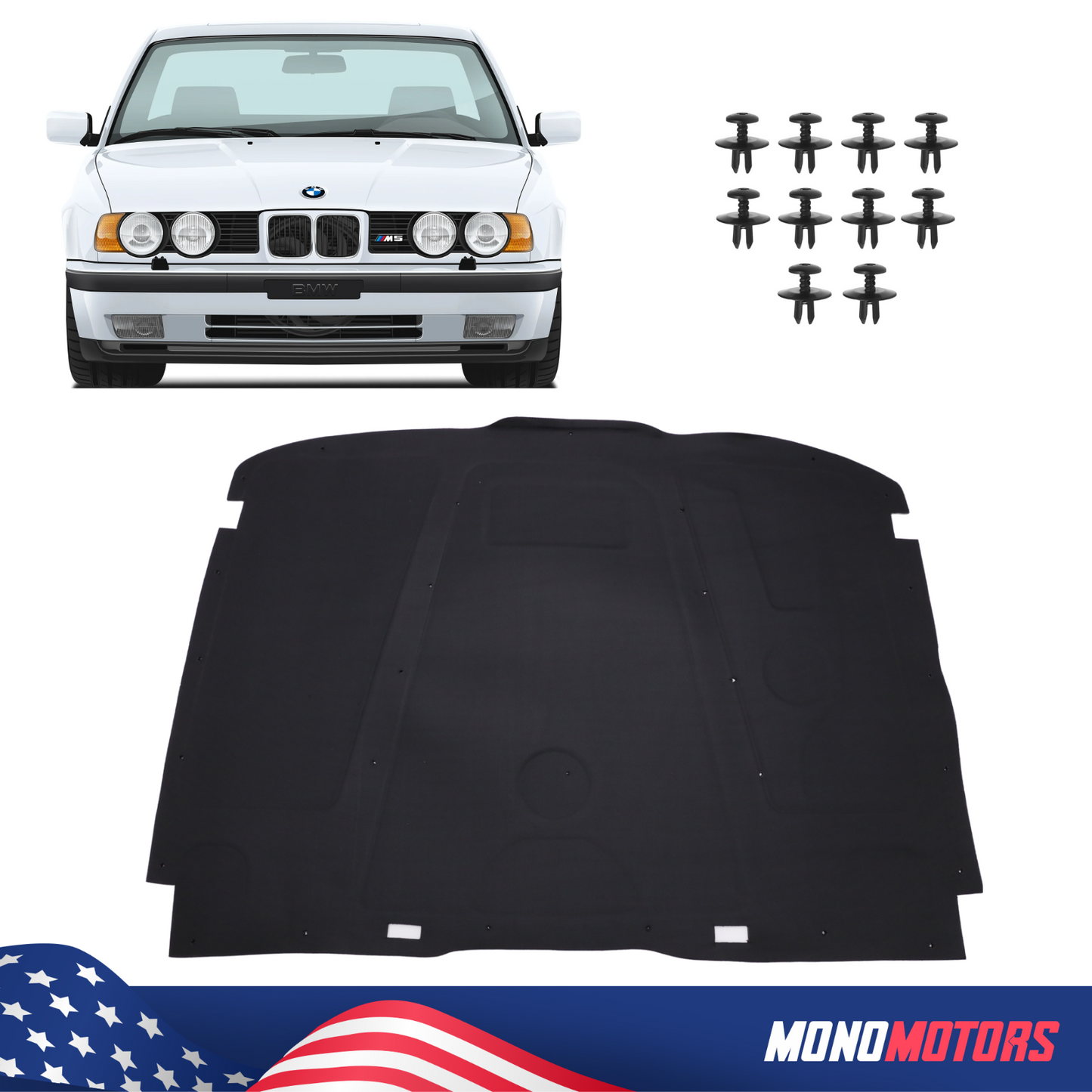 Hood Heat Insulation Pad Rivets Foam Pad for BMW E34
