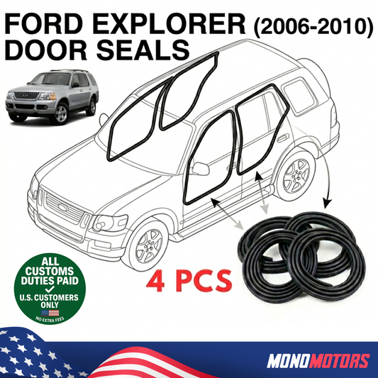 Velvet Door Seal Set for Ford Explorer 2006-2010 4pcs Rubber Weatherstrip
