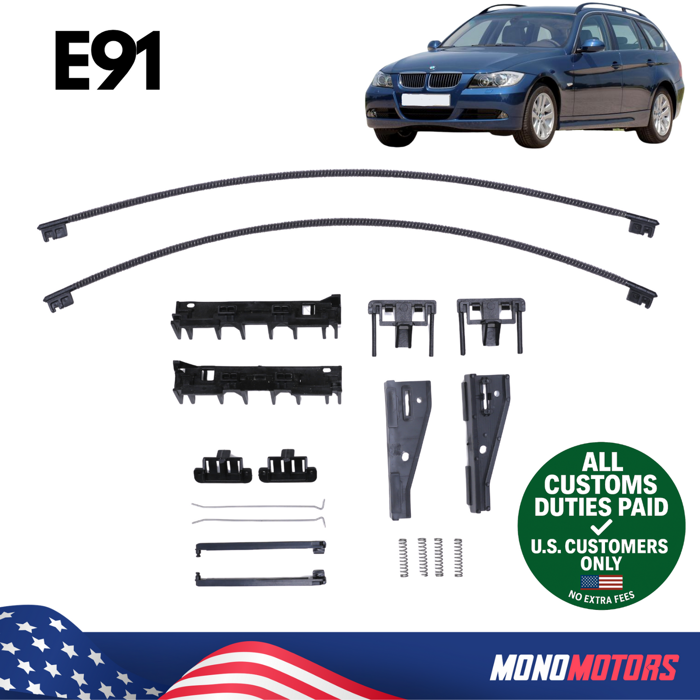 Rear Panoramic Sunroof Repair Kit for BMW E91 – 18pcs Cable Set