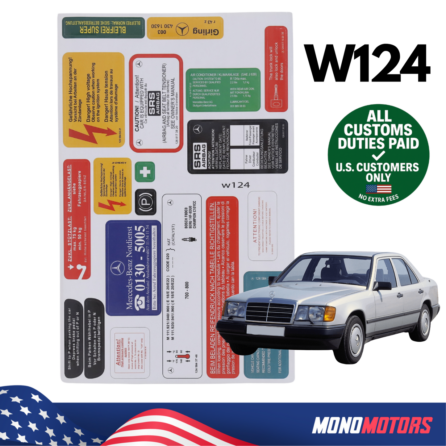 Stickers Decals Set Best Quality for Mercedes W124