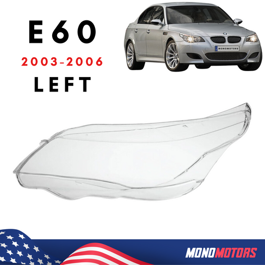Left Headlight Lens for BMW E60 5 Series 2003-2006 Headlamp Smooth Clear Cover