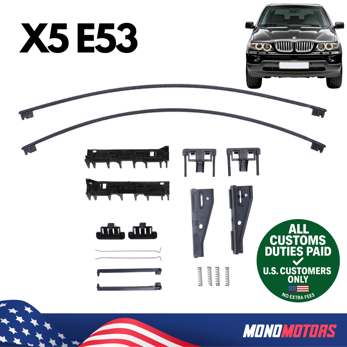 Rear Panoramic Sunroof Repair Kit for BMW X5 E53 – 18pcs Cable Set