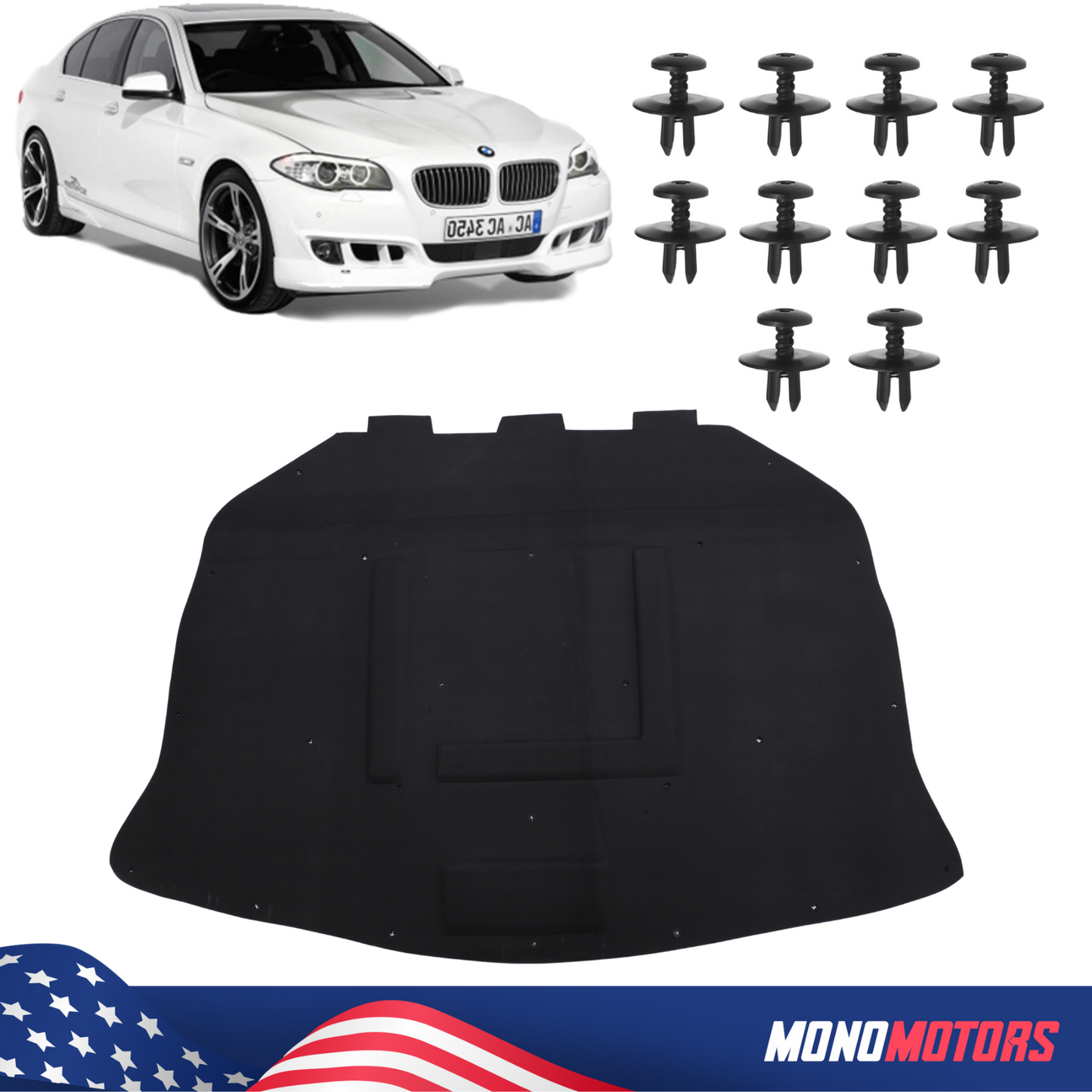 Hood Heat Insulation Pad + Rivets Foam Pad for BMW F10