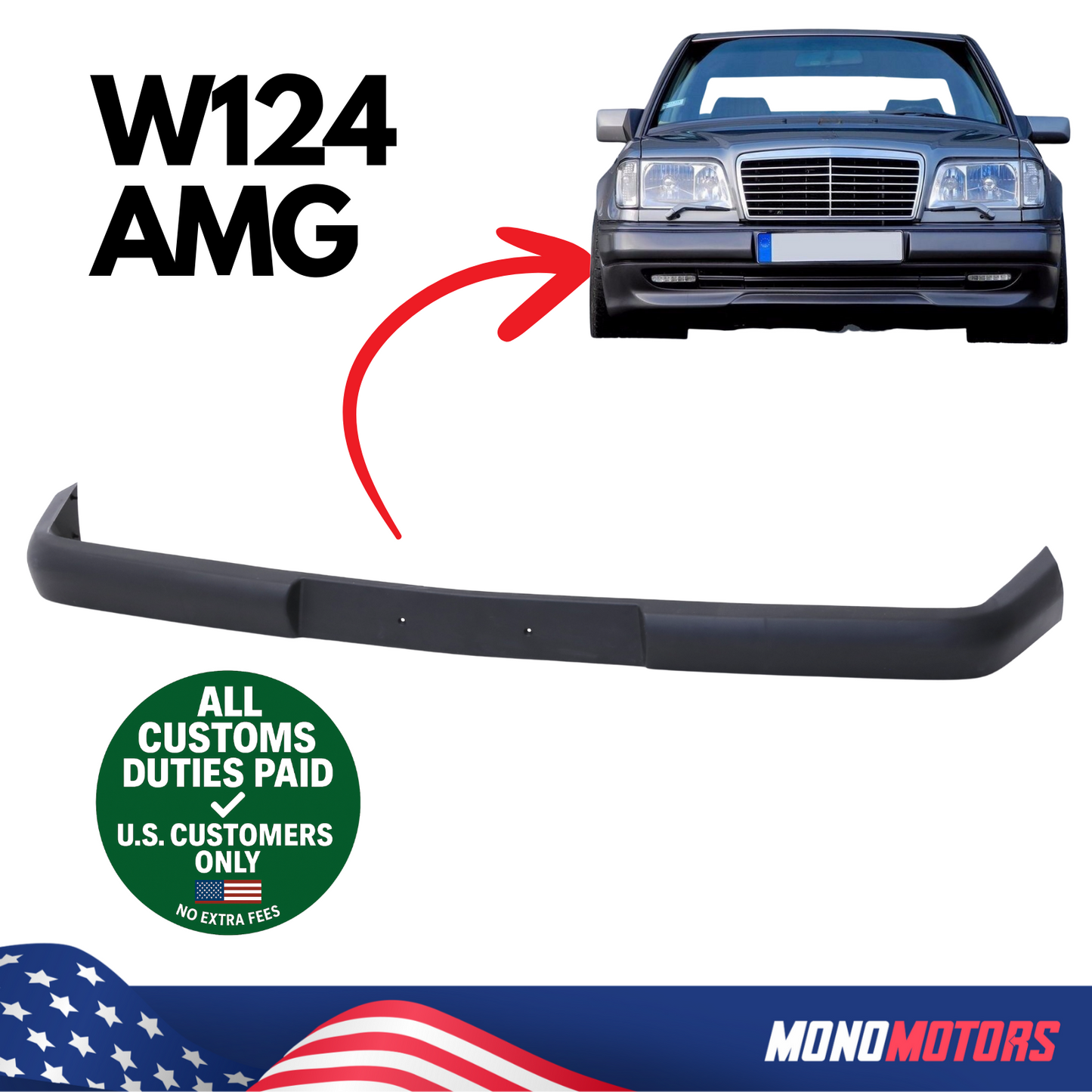 Front Bumper Strip Trim for Mercedes W124 AMG 1985-1993 OEM 1248851021