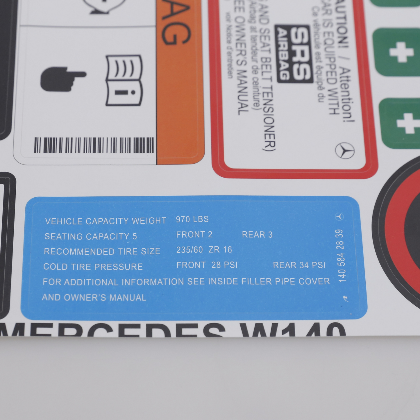 Stickers Decals Set Best Quality for Mercedes W140
