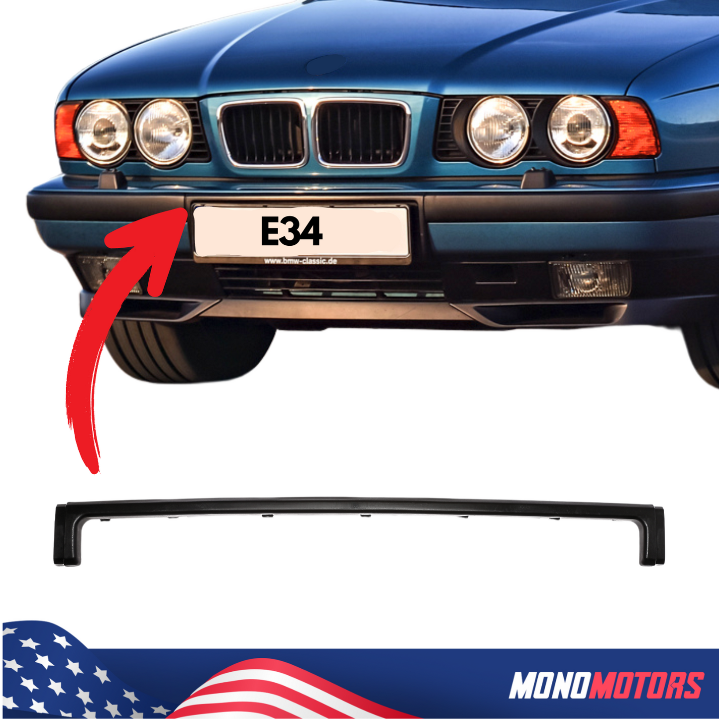 Center Bumper Guard for BMW M5 E34 518i 520i 524td 525i 525ix 525td 51112230369