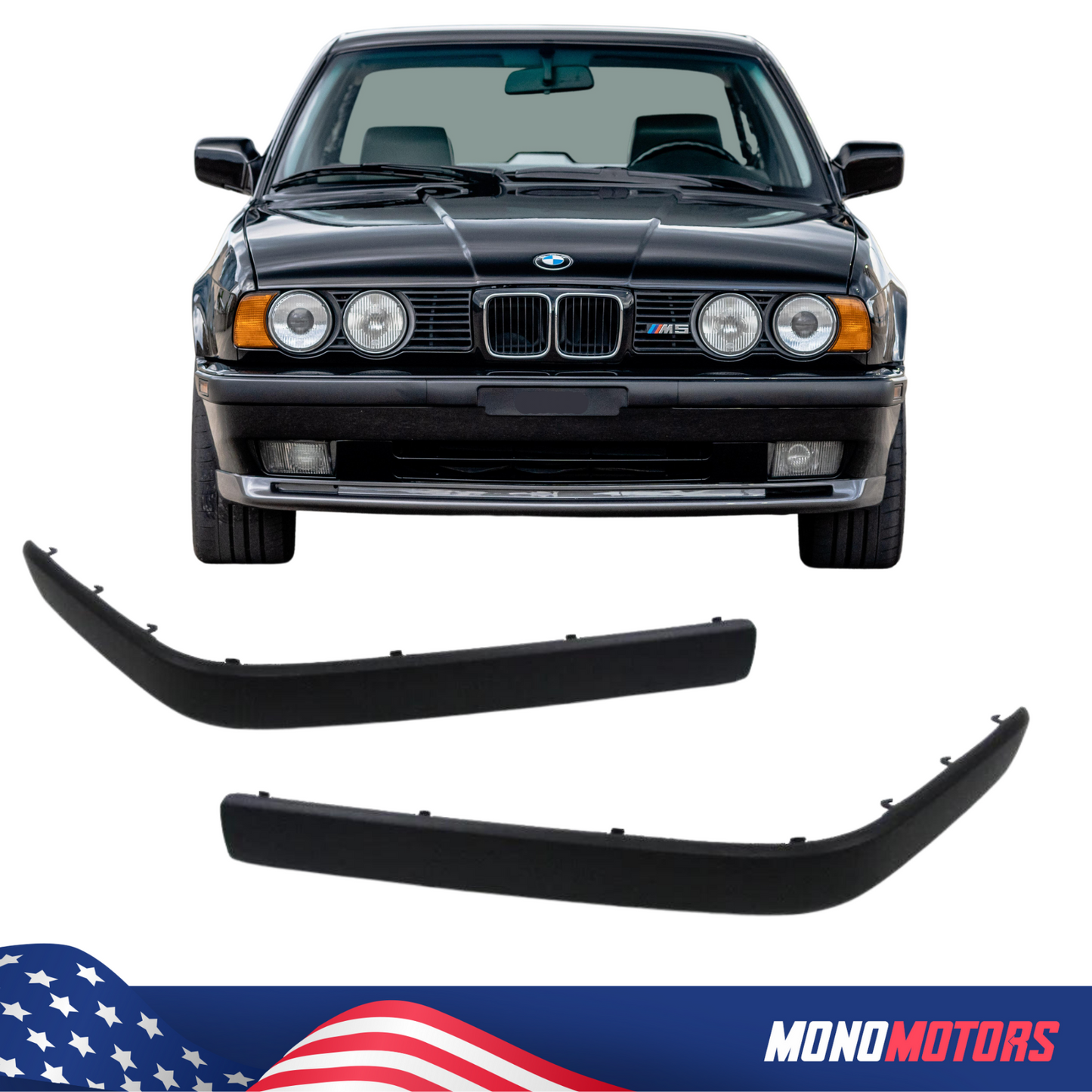 Front Bumper Molding Strip Trim Set for BMW E34 1988-94