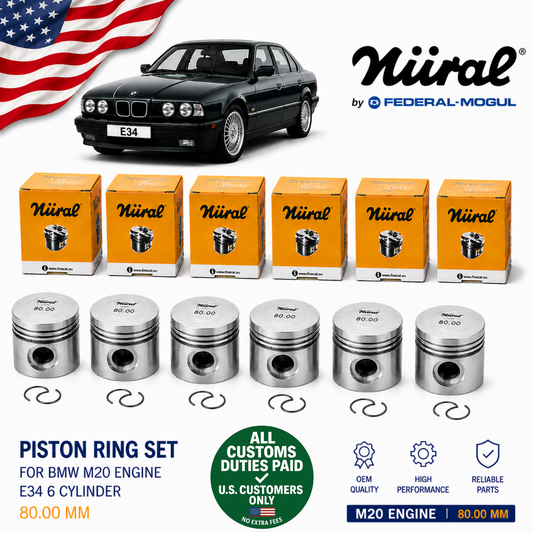 Piston Ring Set for BMW E34 M20 80.00mm Std 8770212 6pcs Federal Mogul