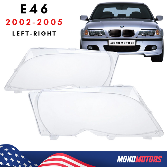 Pair Headlight Lens for BMW E46 3 Series 2002-2005 Headlamp Xenon Clear Cover