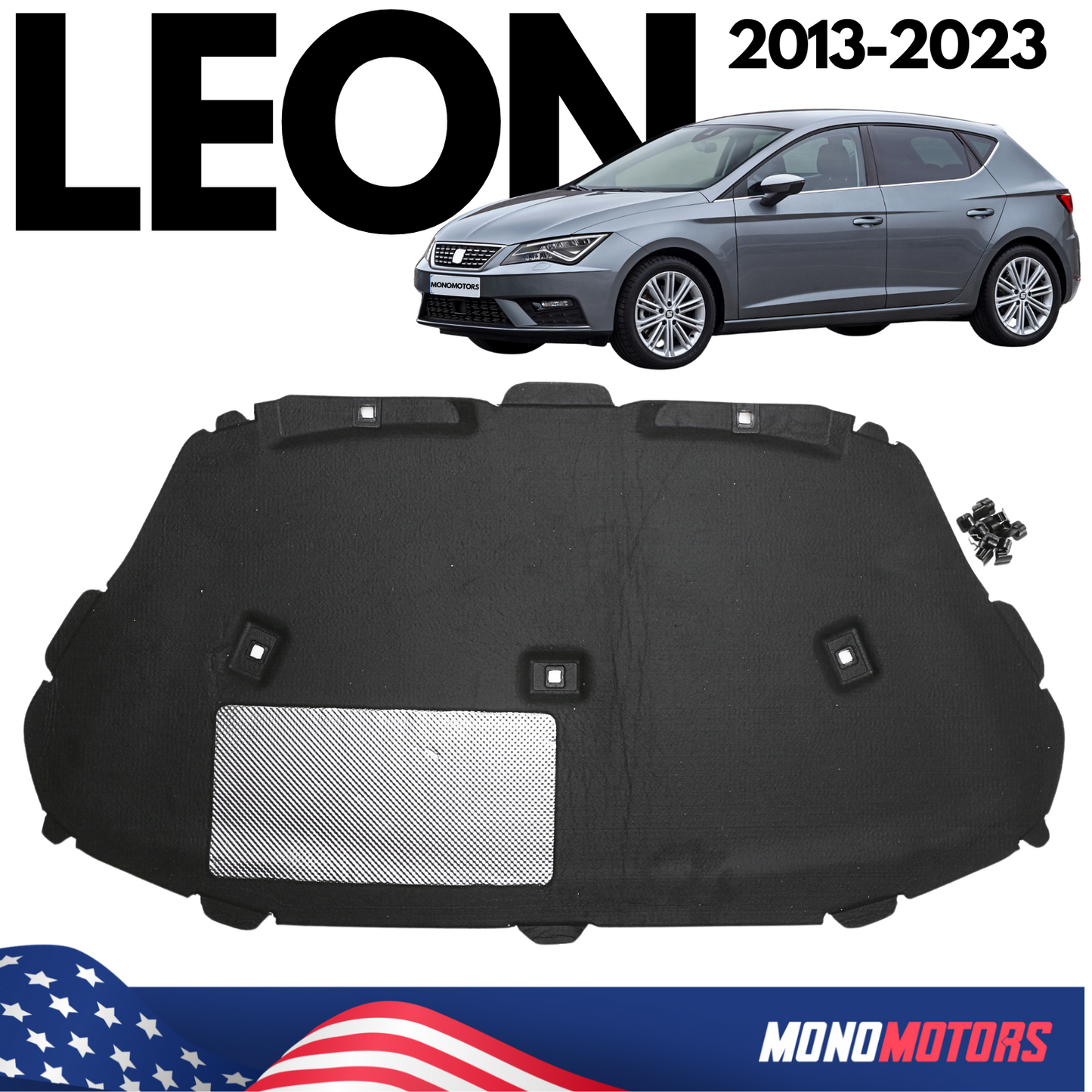 Car Hood Insulation Panel for Seat Leon 2013-2023 with Clips 5F0863831E Liner