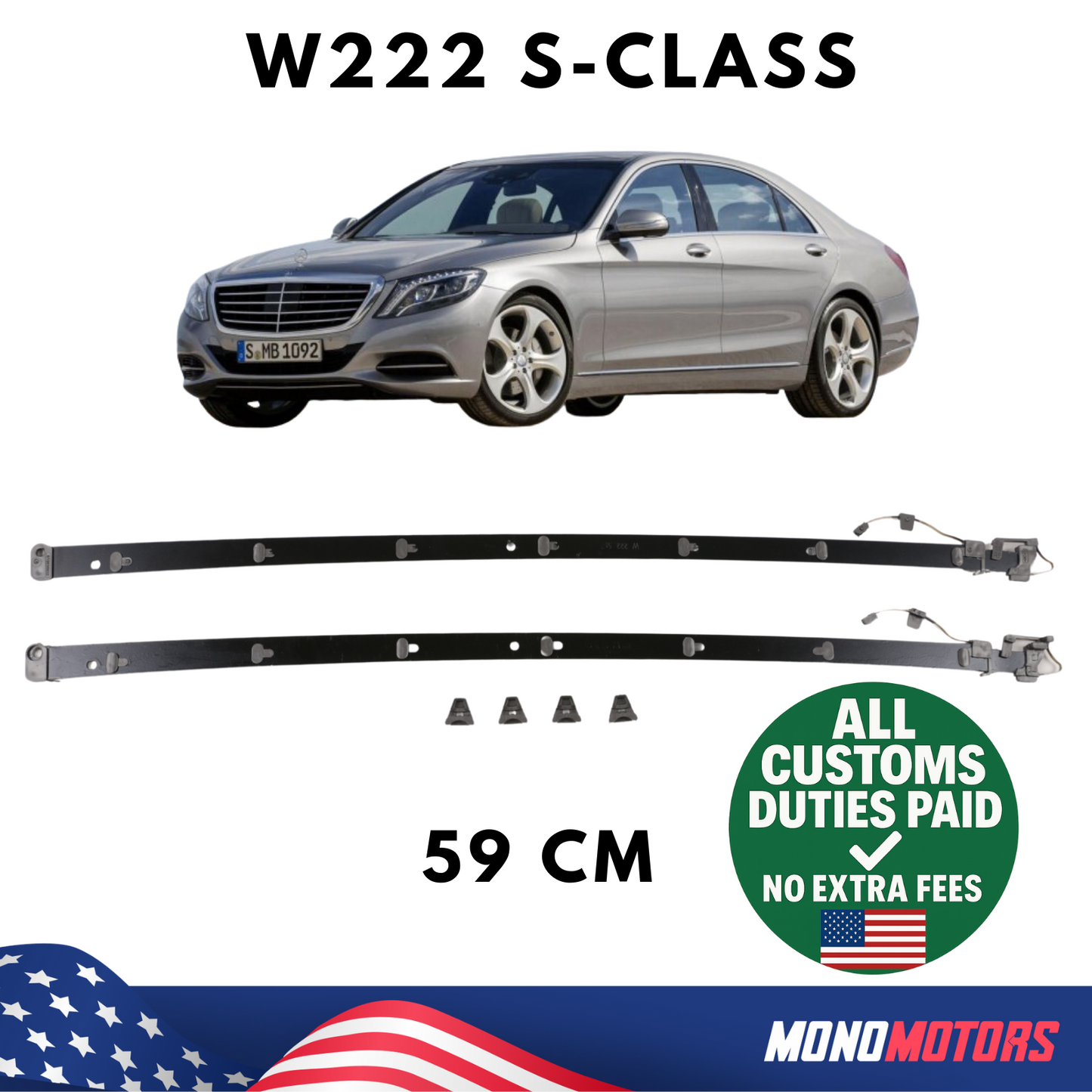 Sunroof Repair for Mercedes W222 S-CLASS Panoramic Sliding Rails and Clips 59cm