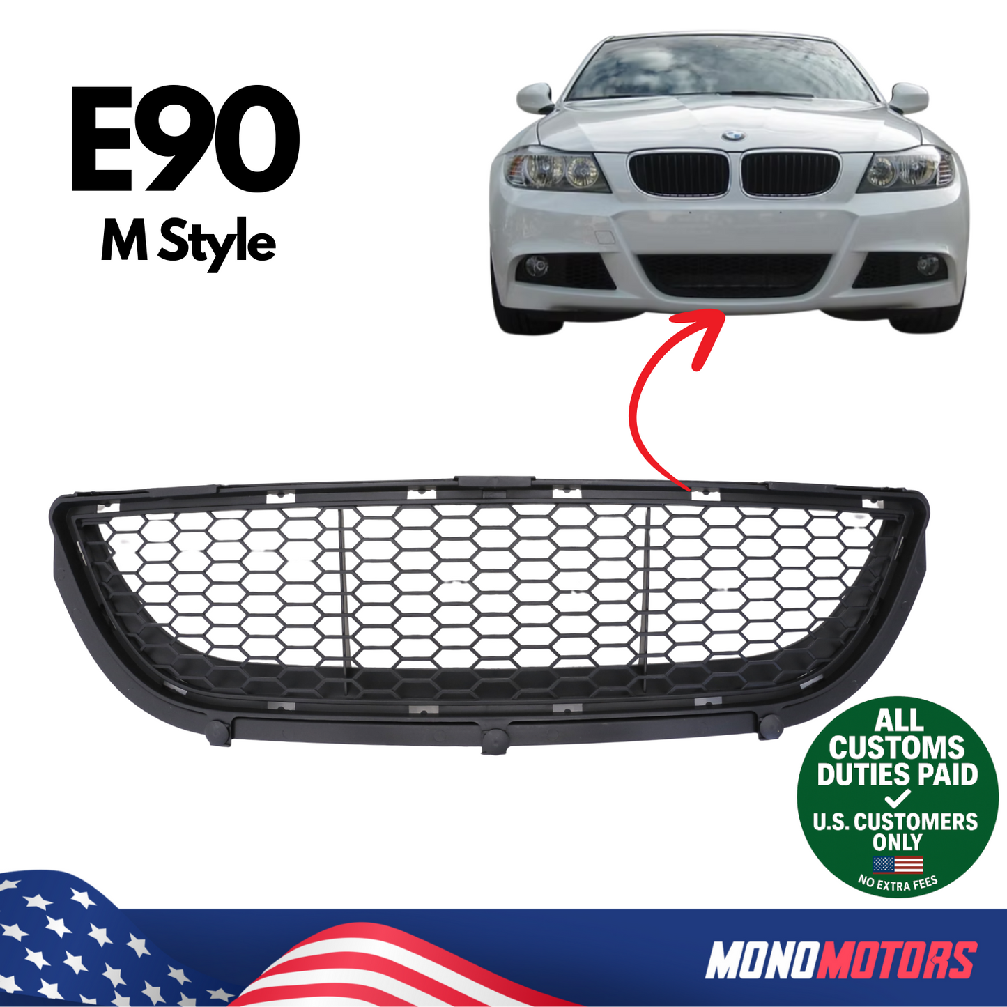 Front Bumper Grille for BMW E90 M Tech 2008-2011 OEM 51118047365 51117198906