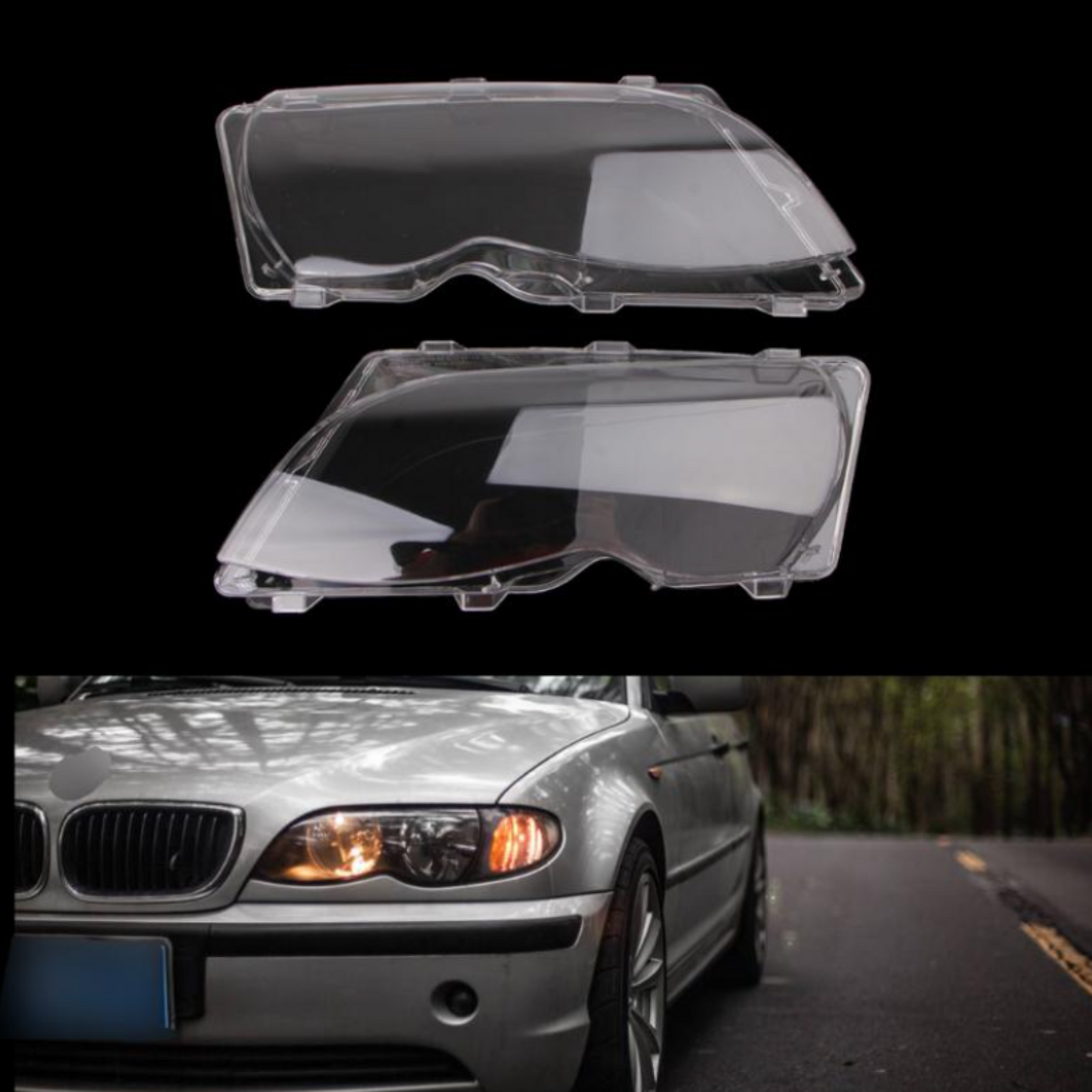 Headlight Lens for BMW E46 Left & Right Side E46 (99-01 Sedan) 4door Clear Cover