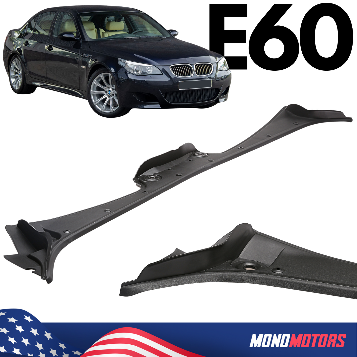 Windshield Wiper Vent Cowl for BMW E60 5 Serie 2003-10 Screen Cover Grille Panel