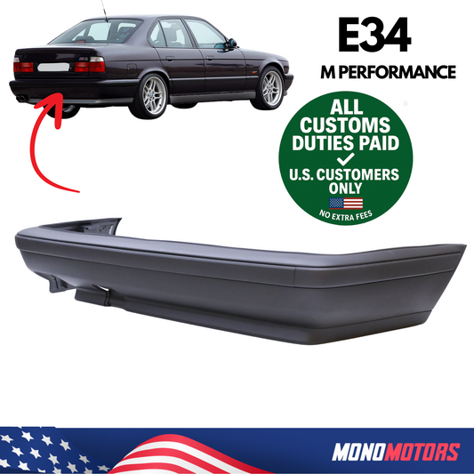 Rear Bumper M Style with Double Exhaust for BMW E34 1987–1995 OEM 51122230383
