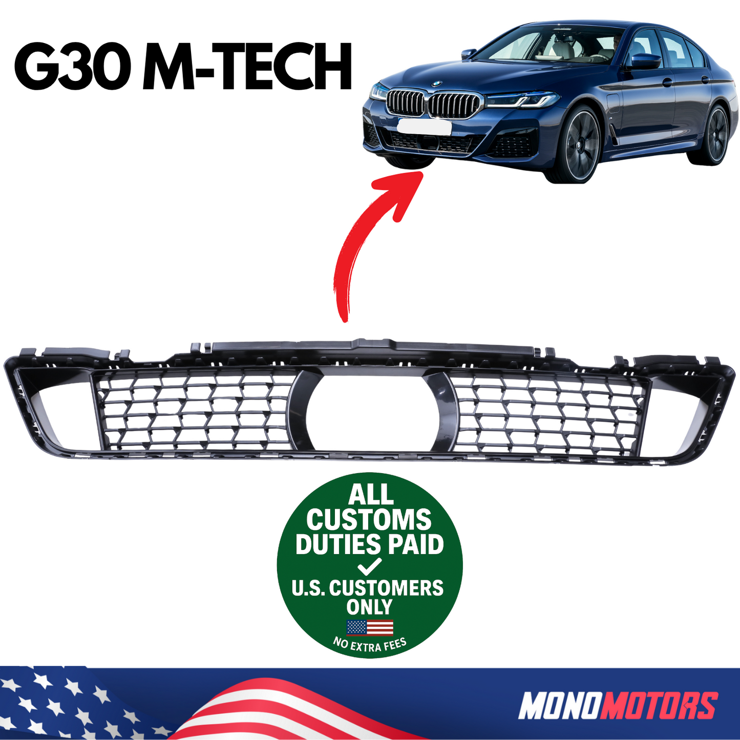 Front Center Bumper Grille Rs M Tech for BMW G30 Lci – 51118098664 51118747841