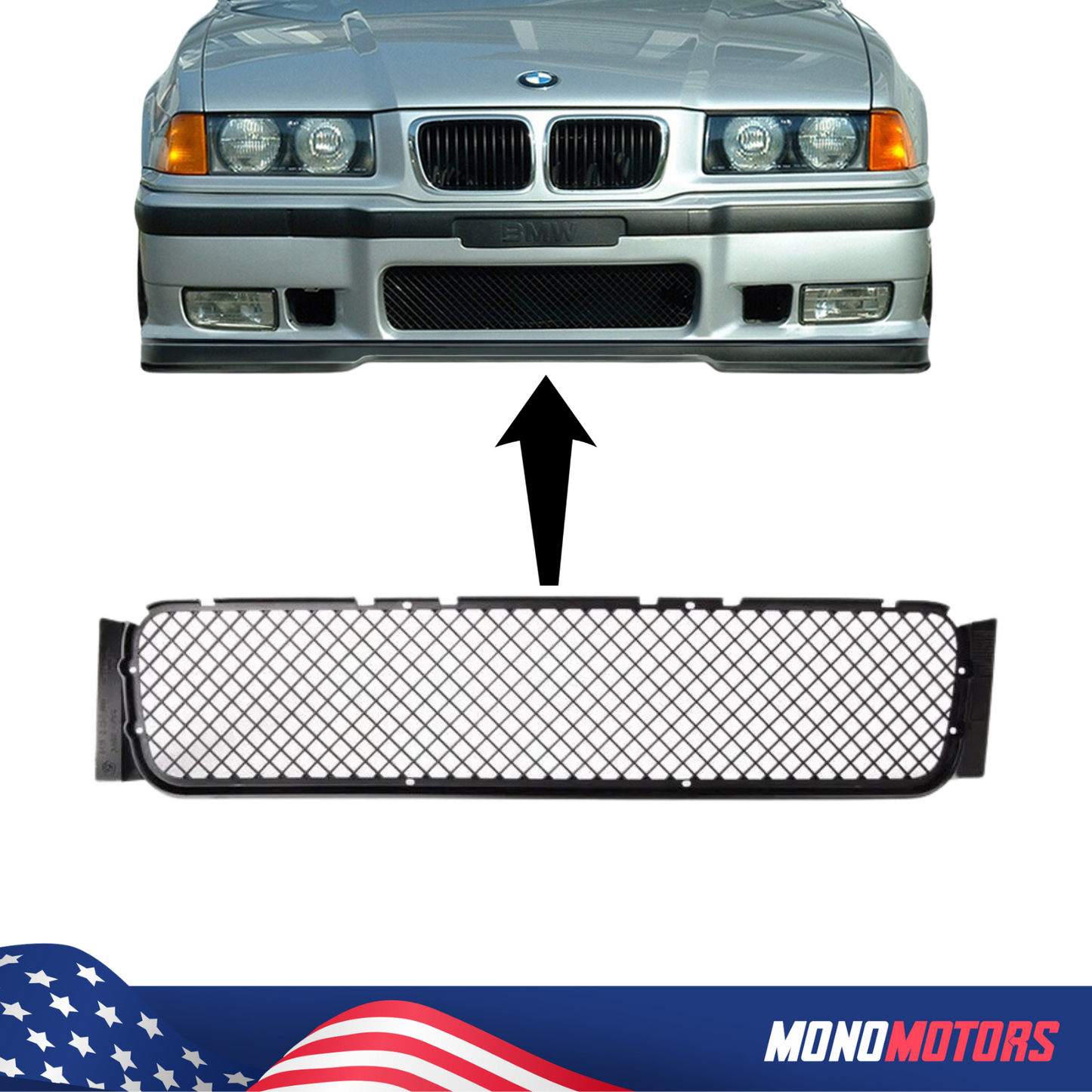 Spoiler Mesh Grille for BMW E36 M3 Bumper 51112250685