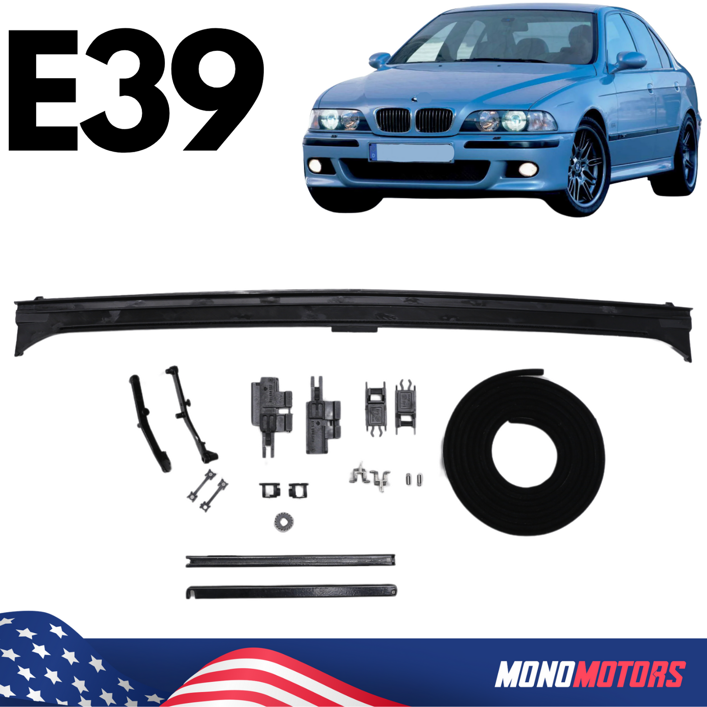 BMW E39 Sedan Touring Sunroof Water Gutter Drain Channel Full Repair Kit