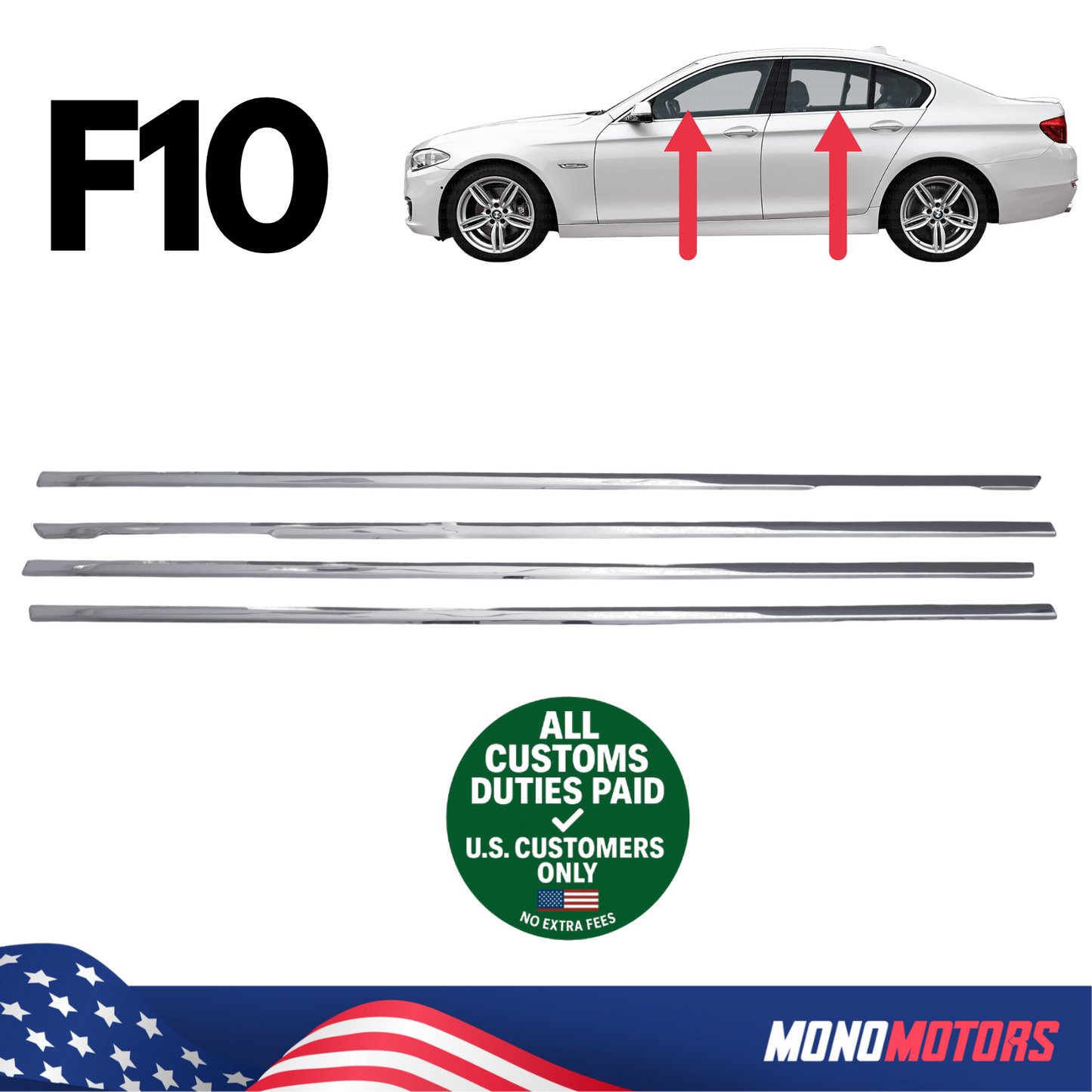 Windows Frame Trim Chrome 4pcs for BMW F10