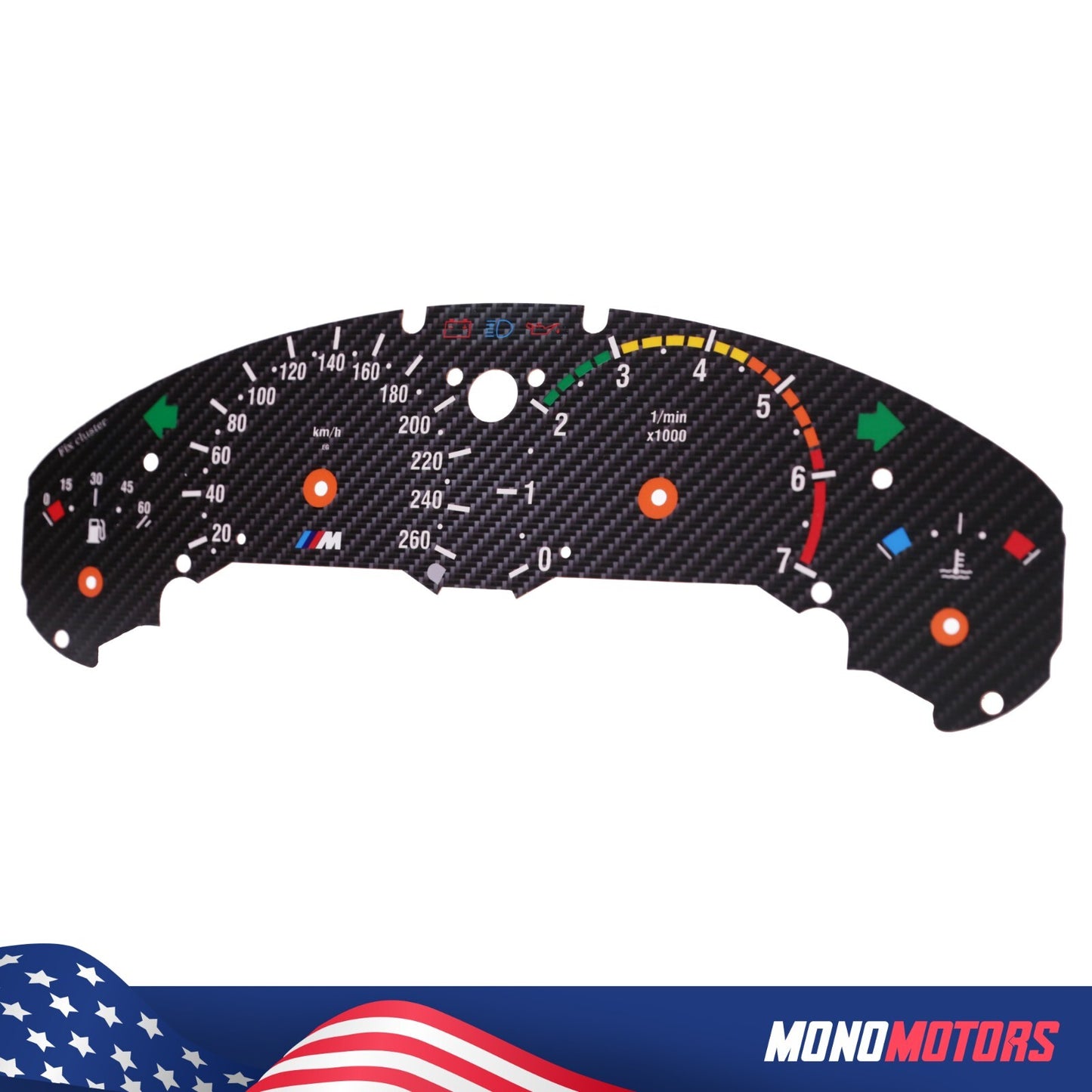 BMW E36 Display Speedometer Dial M Logo Carbon Backround