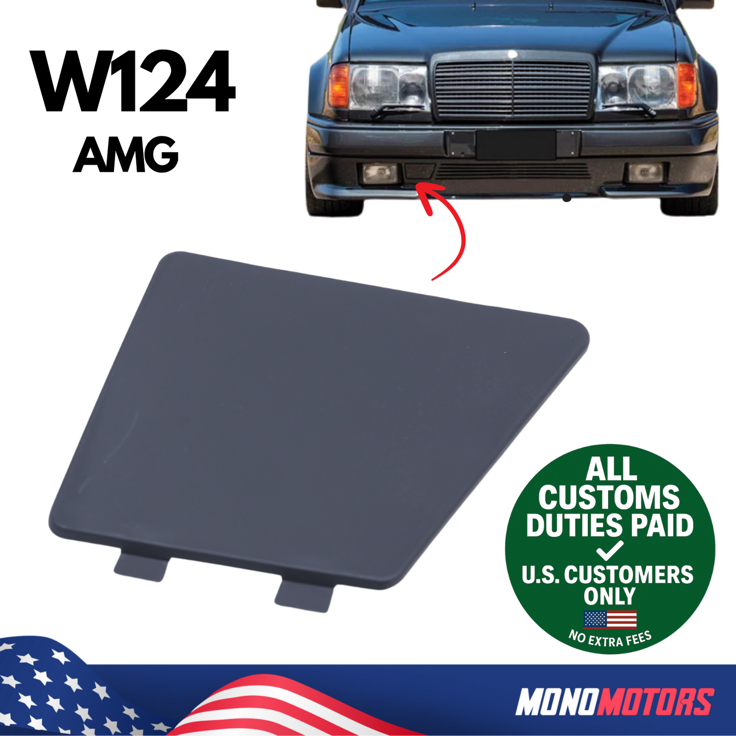 Front Bumper Tow Hook Cover AMG Mercedes W124 1985-1995 OEM 1248800205