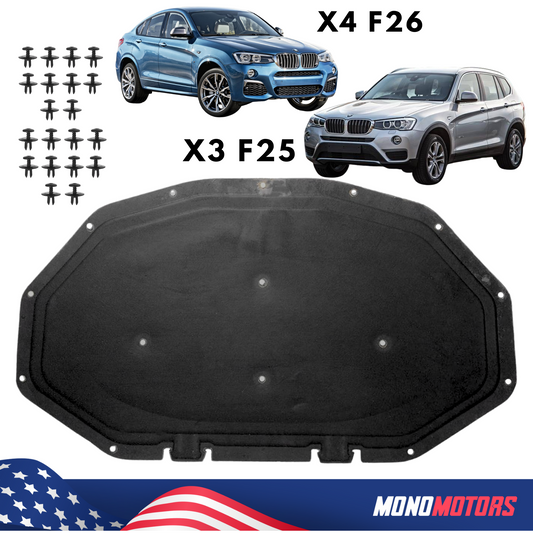 Hood Bonnet Insulation for BMW X3 F25 X4 F26 2010-2018 /Clips OEM: 51489175051