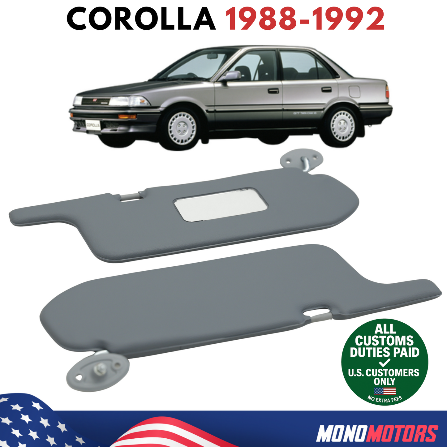 Sun Visor Set for Toyota Corolla Ae92 1988-1992 Interior Sunshade Pair