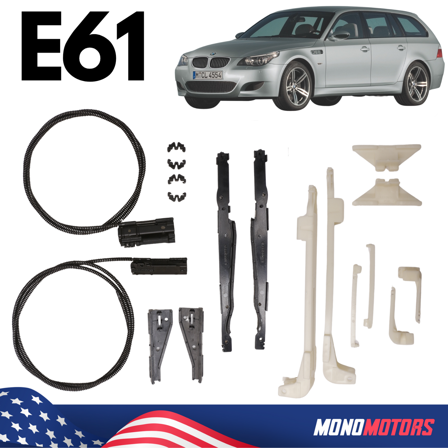 Panoramic Sunroof Kit for BMW E61 Repair Kit with Cable 18 Pcs