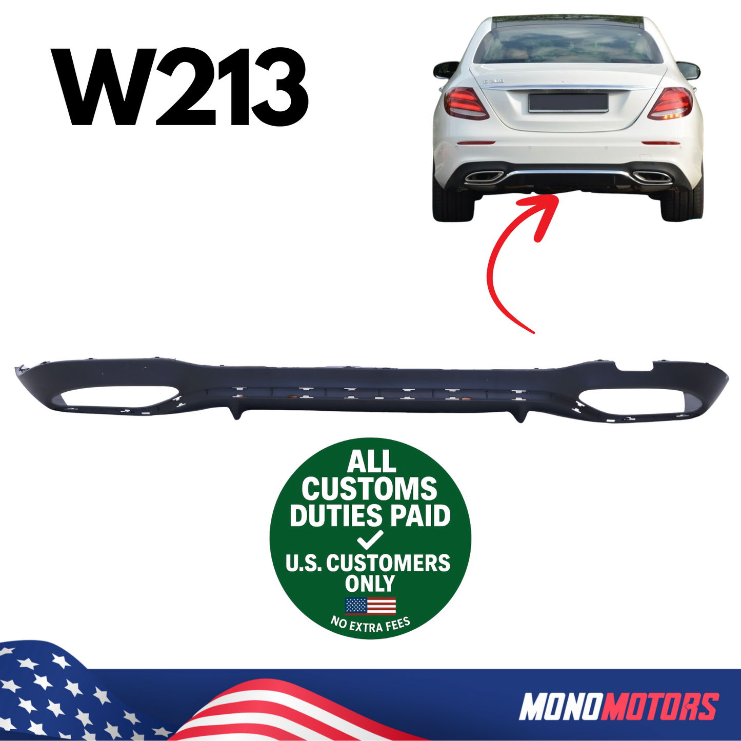 Rear Diffuser for Mercedes W213 E Class 2016-2020 OEM 2138852601