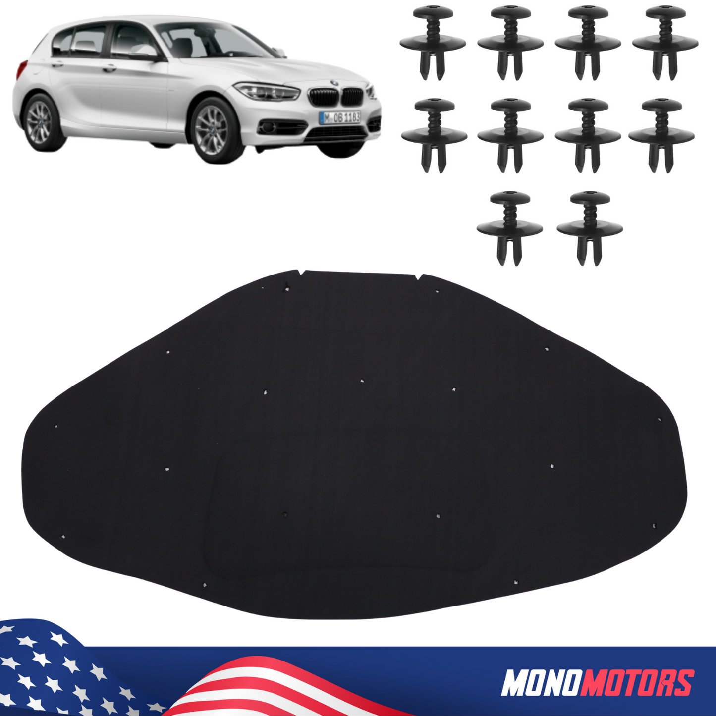 Hood Heat Insulation Pad Rivets Foam Pad for BMW F20 F30 F32