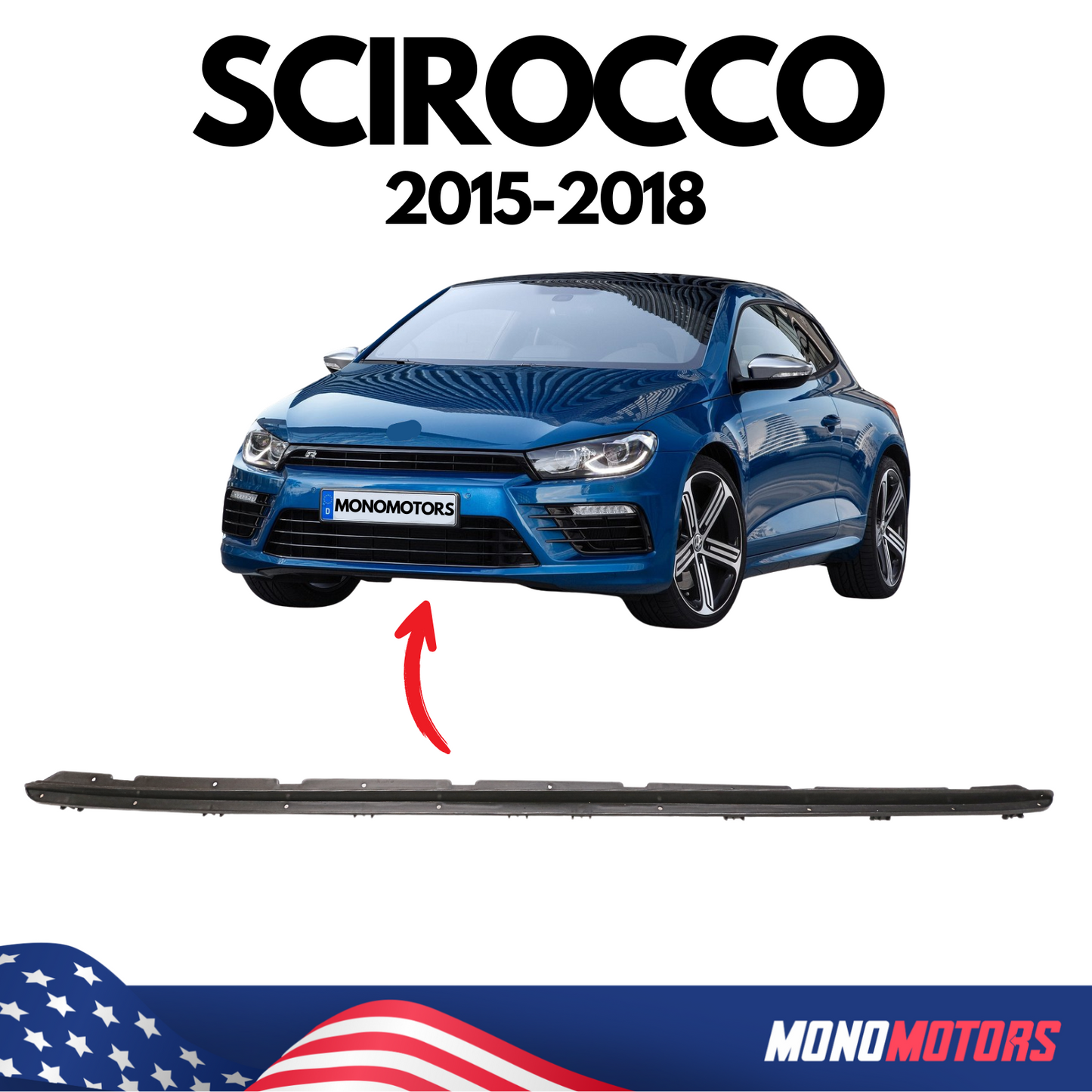 Front Bumper Lower Spoiler Lip Trim for Volkswagen Scirocco 2015-2018 Element